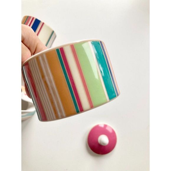 3 Piece ROYAL DOULTON Carnival T.C.1299 Striped Mug Sugar Bowl Creamer Set - Picture 5 of 16